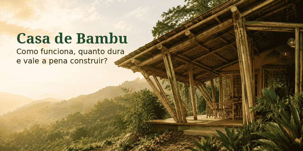 Casa de bambu com estrutura de Dendrocalamus asper