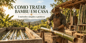 Tratamento de bambu em pequena propriedade com fogo, imersão e Boucherie