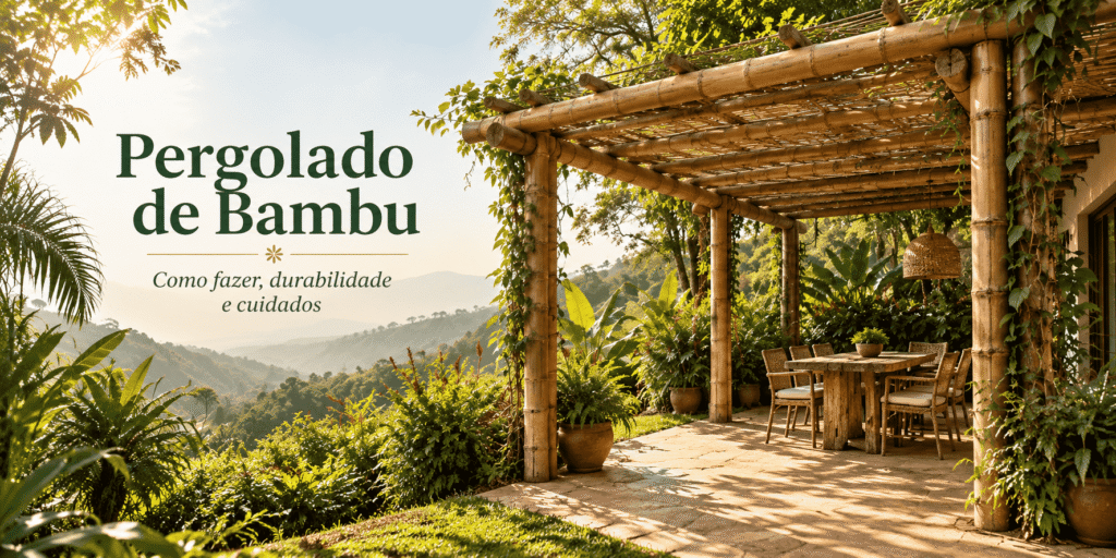 Pergolado de bambu tratado em área externa